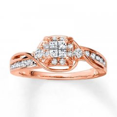 Diamond Engagement Ring 5/8 ct tw Princess-cut 10K Rose Gold