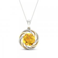 Citrine & White Lab-Created Sapphire Knot Necklace 10K Yellow Gold/Sterling Silver 18"