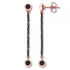 Black Diamond Earrings 1/2 ct tw Stainless Steel/10K Rose Gold