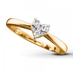 Diamond Heart Ring 1/8 ct tw Round-cut 10K Yellow Gold