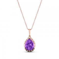 Le Vian Amethyst Necklace 1/10 ct tw Diamonds 14K Strawberry Gold 18"