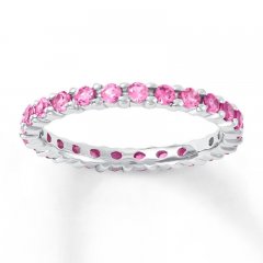 Stackable Ring Lab-Created Pink Sapphire Sterling Silver