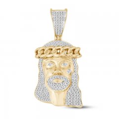 Men’s Diamond Jesus Pendant 1/2 ct tw 10K Yellow Gold