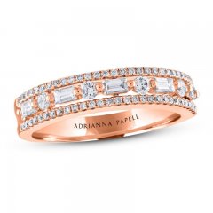 Adrianna Papell Diamond Anniversary Ring 1/2 ct tw Baguette/Round 14K Rose Gold