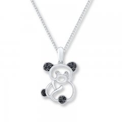 Teddy Bear Necklace 1/20 ct tw Diamonds Sterling Silver