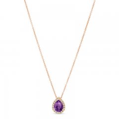 Le Vian Amethyst & Diamond Necklace 1/8 ct tw 14K Strawberry Gold 18"