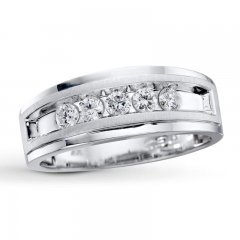 Men's Diamond Band 1/2 ct tw Round-cut 10K White Gold