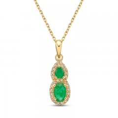 Emerald & Diamond Necklace 1/18 ct tw 10K Yellow Gold 18"