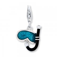 Snorkel Charm Blue/Black Enamel Sterling Silver