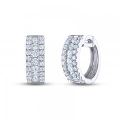 THE LEO Diamond Hoop Earrings 1 ct tw Round-cut 14K White Gold