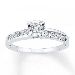 Diamond Promise Ring 1/2 ct tw Round-cut 10K White Gold