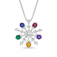 Rainbow Snowflake Necklace Sterling Silver 18"