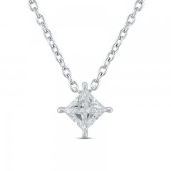 Lab-Created Diamonds by KAY Solitaire Necklace 1/2 ct tw Princess-Cut 14K White Gold 19"