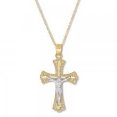 Crucifix Necklace 10K Two-Tone Gold