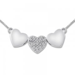 "I Love You" Diamond Heart Necklace 1/20 ct tw Sterling Silver