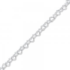 Heart Chain Anklet Sterling Silver 10-inch Length