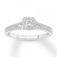 Diamond Engagement Ring 1/2 ct tw Princess/Round 10K White Gold