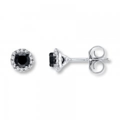 Diamond Earrings 1/2 ct tw Black/White Sterling Silver