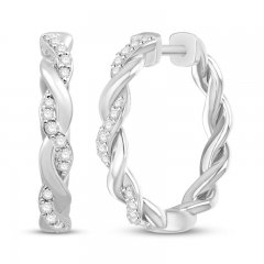 Circle of Gratitude Diamond Hoop Earrings 10K White Gold