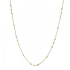 Beaded Cable Chain Necklace 14K Yellow Gold 20" Length