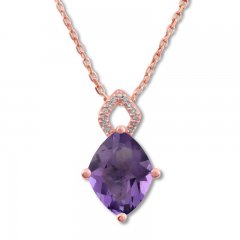 Amethyst Necklace with Diamonds 10K Rose Gold