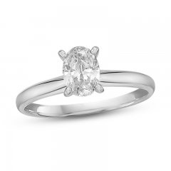 Certified Diamond Solitaire Ring 1 ct Oval 14K White Gold