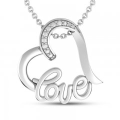 Diamond Love Necklace Sterling Silver