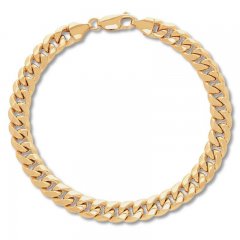 Men's Cuban Curb Chain Bracelet 14K Yellow Gold 8.5" Length