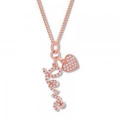 Diamond "Love" Necklace 1/6 ct tw Round-cut 10K Rose Gold