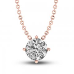 White Lab-Created Sapphire Solitaire Necklace 10K Rose Gold 18"