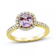 Amethyst Engagement Ring 3/8 ct tw Diamonds 14K Yellow Gold