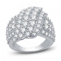 Diamond Bypass Ring 3 ct tw Round-Cut 10K White Gold