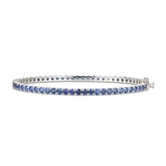 Blue Lab-Created Sapphire Bangle Bracelet Sterling Silver 7.25"