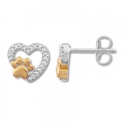 Diamond Pet Love Earrings 1/15 ct tw 10K Two-Tone Gold