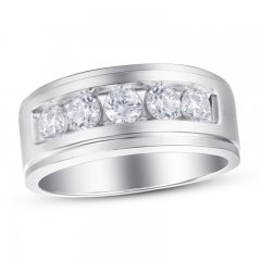 Men's Diamond Wedding Band 1 ct tw Round-cut 14K White Gold