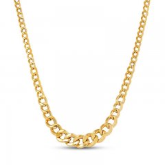 Hollow Curb Chain Necklace 14K Yellow Gold 17"