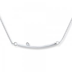 Curved Bar Necklace Diamond Accent 14K White Gold