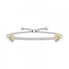 By Women For Women Diamond Lotus Bolo Bracelet 1/4 ct tw Round-cut Sterling Silver/10K Yellow Gold