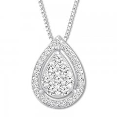 Diamond Teardrop Necklace 1/4 ct tw Round-cut 10K White Gold