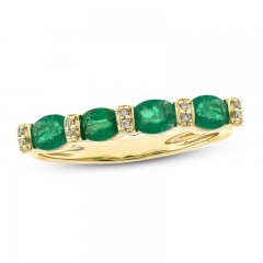 Emerald Ring 1/20 ct tw Diamonds 10K Yellow Gold