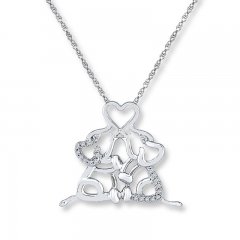 Elephants Necklace 1/15 ct tw Diamonds Sterling Silver