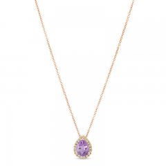 Le Vian Amethyst & Diamond Necklace 1/8 ct tw 14K Strawberry Gold 18"