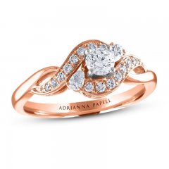 Adrianna Papell Diamond Engagement Ring 1/2 ct tw Round/Pear 14K Rose Gold