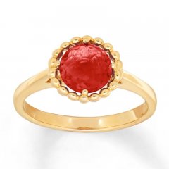 Lab-Created Ruby Ring 10K Yellow Gold