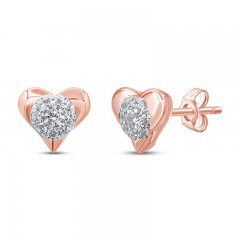 Diamond Heart Earrings 1/4 ct tw 10K Rose Gold