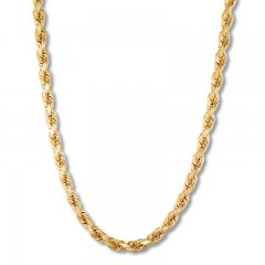 Men's Rope Chain Necklace 10K Yellow Gold 24" Length