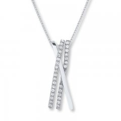 Bar Necklace 1/4 ct tw Diamonds 10K White Gold