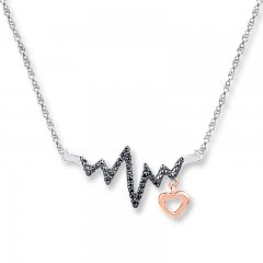 Heartbeat Necklace 1/15 ct tw Diamonds Sterling Silver/10K Gold