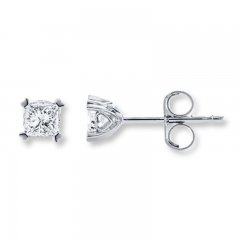 Diamond Earrings 1/4 ct tw Princess-cut 14K White Gold