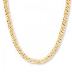 Men's Cuban Curb Chain Necklace 14K Yellow Gold 22" Length
